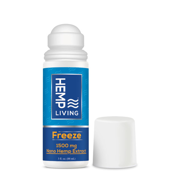 HEMP LIVING Freeze Nano Hemp Extract Roll On, Cold Therapy, Roll On for Muscles and Joint Pain, 3 oz Roll on Bottle (1500 mg)
