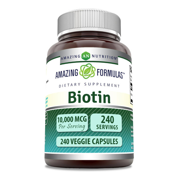 Amazing Formulas Biotin 10000 mcg Veggie Capsules | Vitamin B7 Supplement | Non-GMO | Gluten Free | Made in USA (240 Count)