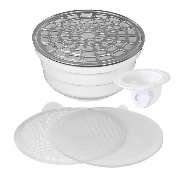 Fleximatic 2550 Universal Zero Odour Colander with Check Anti-Odor, Hygienic Lid, Hair Catcher, Stainless Steel Mesh and Bezel