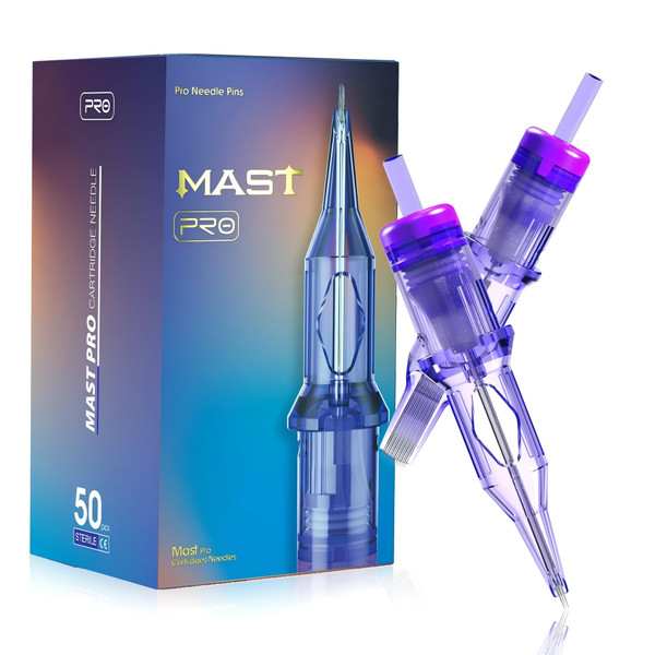 Mast Tattoo Pro Cartridges Needles with Membrane Mixed Sizes Box of 50 Pcs (RL+RS+RM+M1)