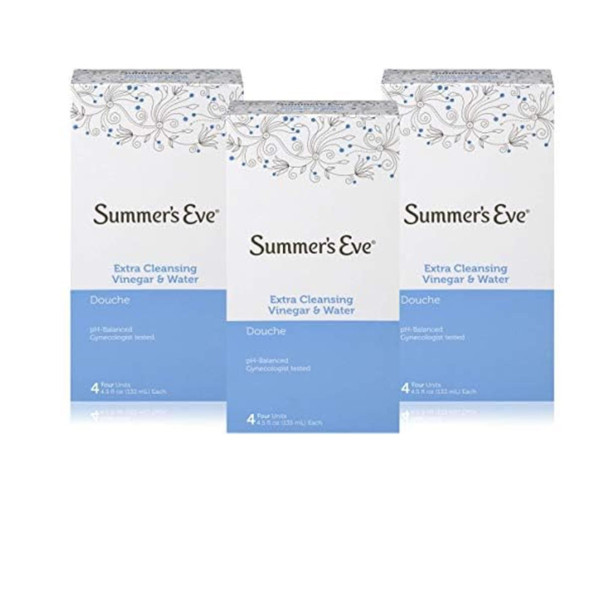 Summer's Eve Douche, Extra Cleansing Vinegar and Water, 4.5 Fl Oz, 4 Ct. (Pack of 3)