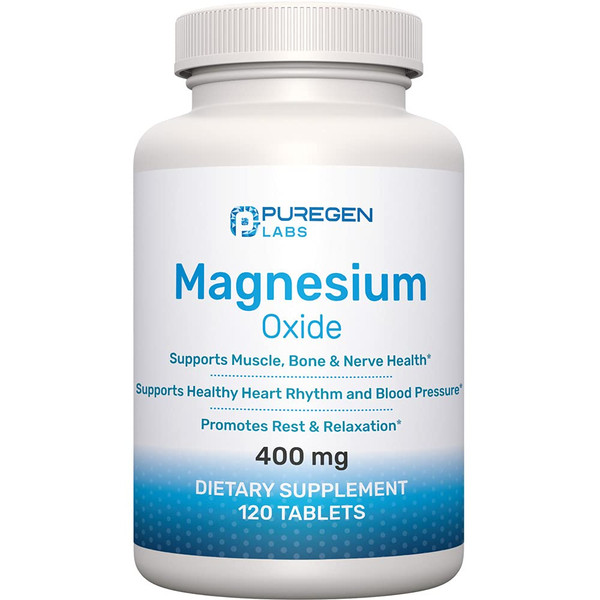 Magnesium 400mg [High Potency] Supplement – Magnesium Oxide for Immune Support, Muscle Recovery, Leg Cramps and Relaxation 120 Tablets