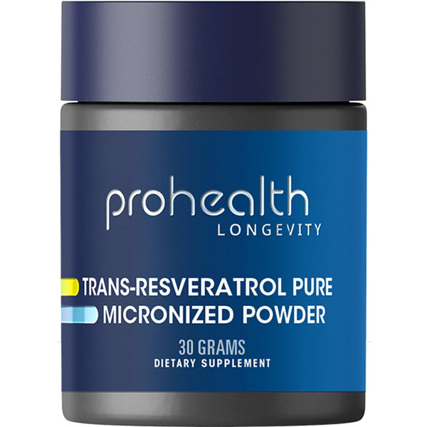 ProHealth Longevity Micronized Trans Resveratrol Powder 30 Grams - 98% Pure Pharmaceutical Grade, 1000 mg per Scoop, Superior Absorption and Bioavailability