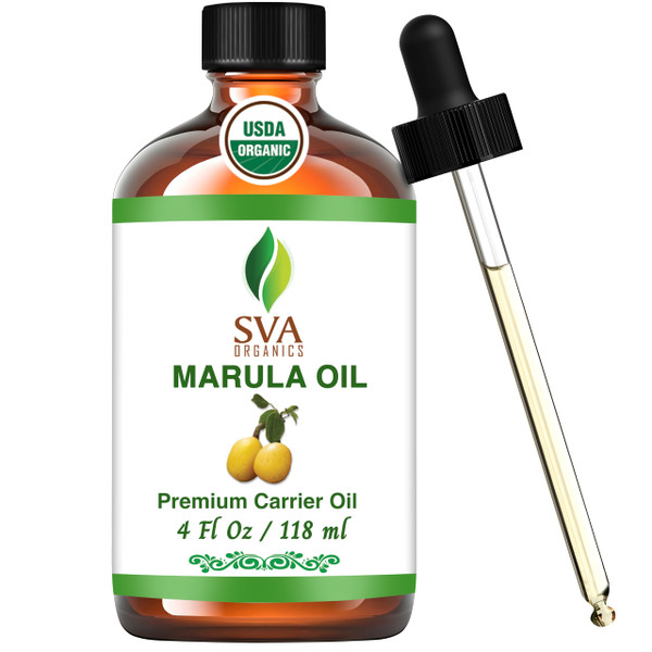 SVA Organic Marula Seed Oil - 4 Fl Oz - 100% Natural Cold Pressed Virgin Marula Oil Organic - for Face, Skin Care, Hair Care, Scalp Massage & Body Massage – Unrefined Carrier Oil with Dropper SVA Organic Marula Seed Oil - 4 Fl Oz - 100% Natural Cold Pressed Virgin Marula Oil Organic - for Face, Skin Care, Hair Care, Scalp Massage & Body Massage – Unrefined Carrier Oil with Dropper