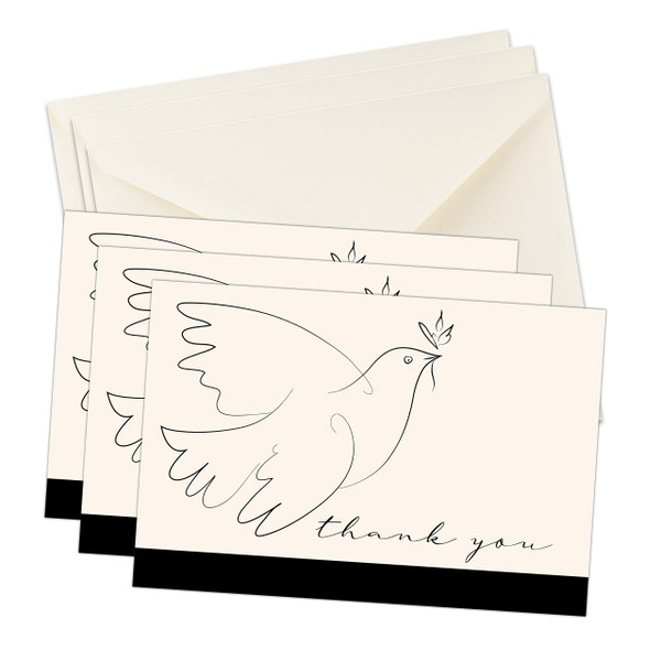 MPC Brands Funeral Thank You Cards - Sympathy Bereavement Thank You Cards With Envelopes - Message Inside (25, Christian Dove)