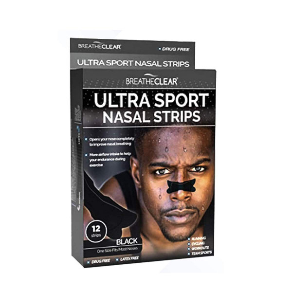 Breathe Clear Ultra Performance Sport Nasal Strips, Extra Strength Nose Strips for Sports, Running, Cycling and Enhanced Athlete Performance, Instant Nasal Congestion Relief (36 Breathing Strips)