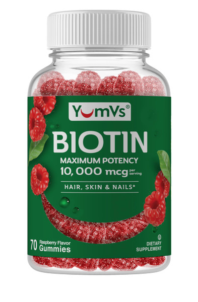 Biotin Gummies 10,000mcg – Biotin for Hair Growth Women – Great-Tasting Gummies – Hair, Skin & Nails Vitamins – Non-GMO Vegan Biotina Supplement for Women – 70 Count