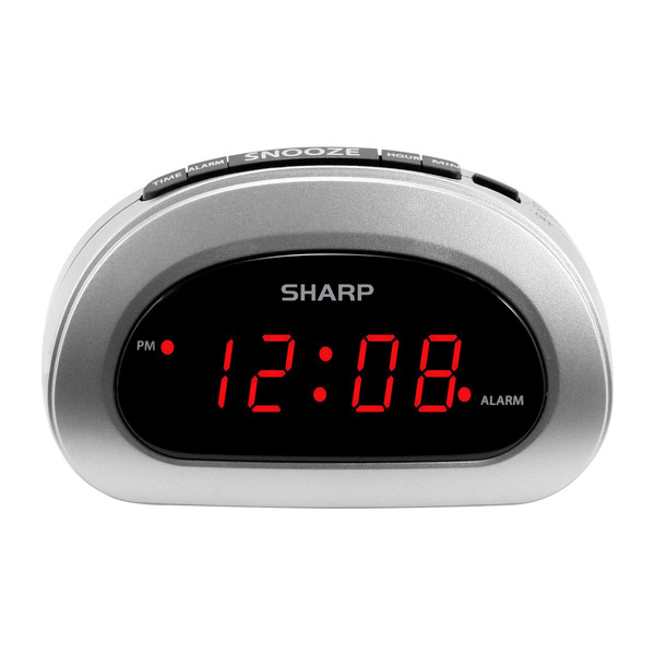 Sharp Small Digital Alarm Clock with Snooze and Battery Backup, Easy to Use Top Button Controls for Simple Use, Silver Case with Red Easy to Read LED Display-1764550813
