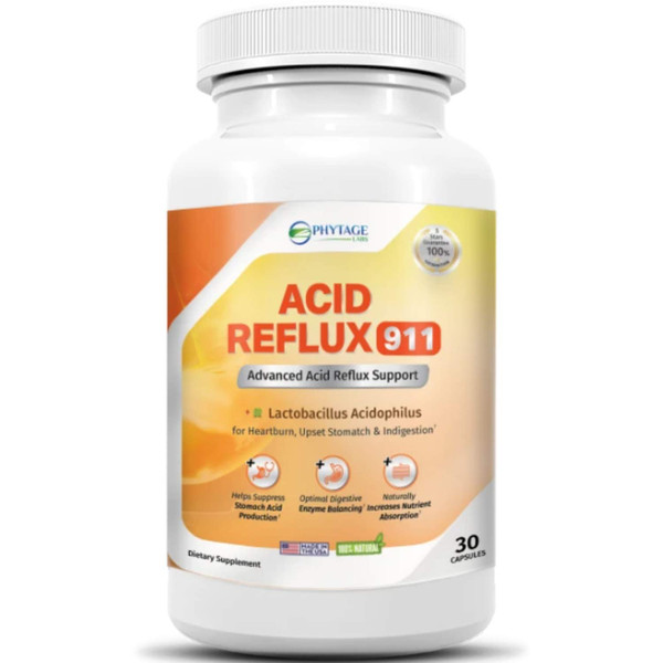 Natural Acid Reflux 911 Supplement Helps Relief Upset Stomach, Heartburn and Acid Indigestion - 100% Natural Powerful Acid Reducer For Fast Natural GERD And Heartburn Relief - 30 Capsules-1764551451