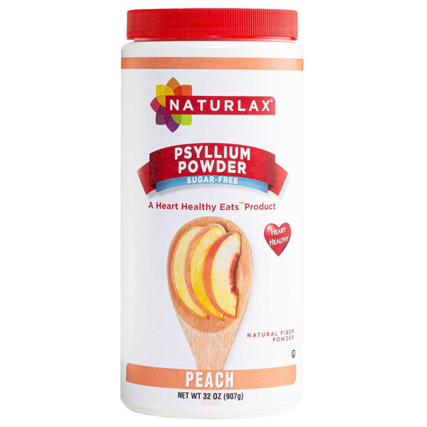 NATURLAX Sugar-Free Psyllium Husk Fiber Powder, Peach Flavored 32 oz-1764551875