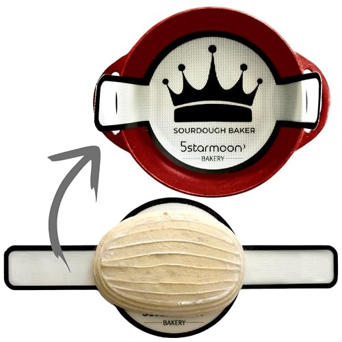 1 Silicone Bread Sling Dutch Oven Liner - Extra Thick Non-Stick Reusable Silicone Sourdough Bread Baking Mat with Long Handles, Sourdough Bread Baking Supplies for Easy Dough Transfer (WhiteCrown)