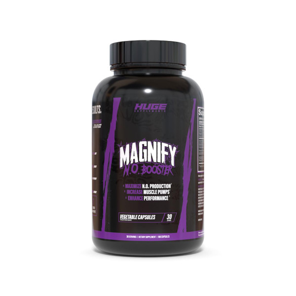 Huge Supplements Magnify Pump Pills & Nitric Oxide Booster, Enhance Muscle Pumps, Fullness & Vascularity, Science-Backed Ingredients - NO3-T Nitrates, Agmatine Sulfate, VasoDrive-AP (180 Capsules)
