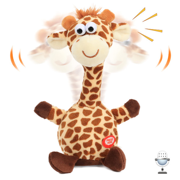 Hopearl Talking Giraffe Repeats What You Say Shaking Head Electric Interactive Animated Toy Speaking Plush Buddy Gift for Toddlers, 9.5''