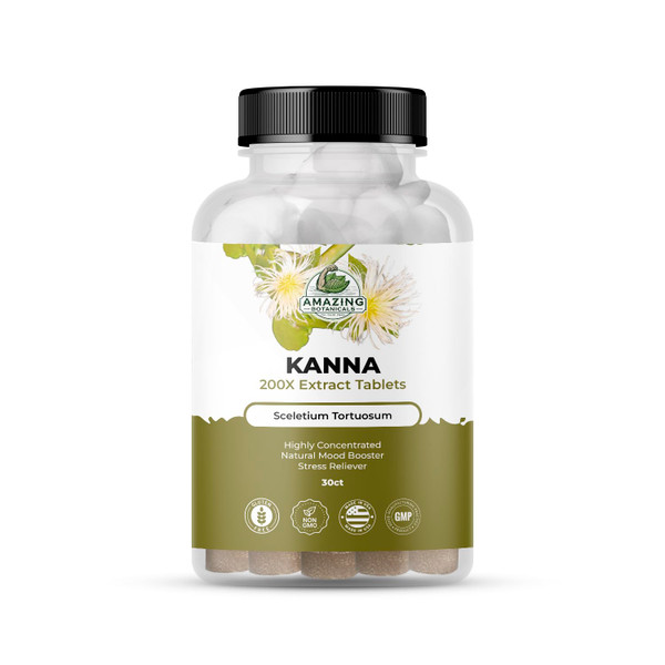 Amazing Botanicals Kanna Extract Tablets - Sceletium Tortuosum, 10,000 mg Each - Enhances Energy, Boosts Mood, Immune System Booster, 30 Tablets