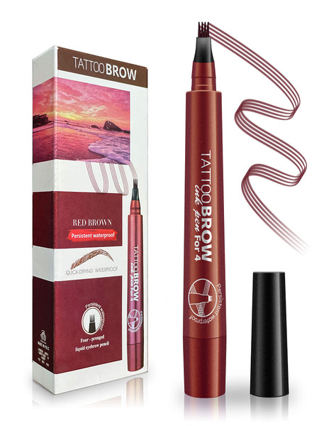4 Point Eyebrow Pencil Red Brown Waterproof Tint Microblading Pen Makeup Creates Natural Looking Brows and Stays on 24H