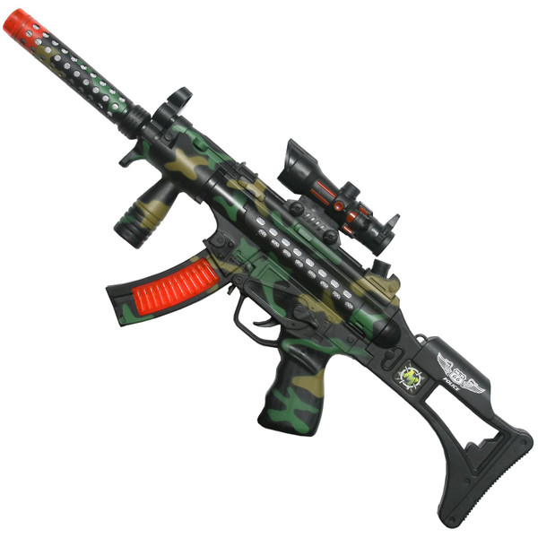 Rifle Gun Toy Machine Set Military Army, Playset, FX Sounds & Lights, 22 Inches Long, New