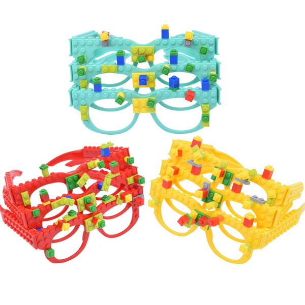 Byson DIY Building Bricks Glasses Birthday Party Favors Gifts Children's Early Education Enlightenment Intelligence Toys Creative Party Supplies Decorations for Building Bricks Kids 9 Pcs/Set