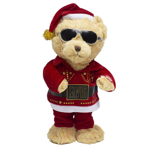 Musical Elvis Animated Christmas Plush Singing & Dancing Bear - Plays “Santa Claus is Back in Town