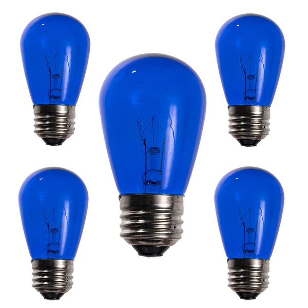 EZLS Dark Blue S14 11w Tinted Incandescent Bulbs - Box of 5