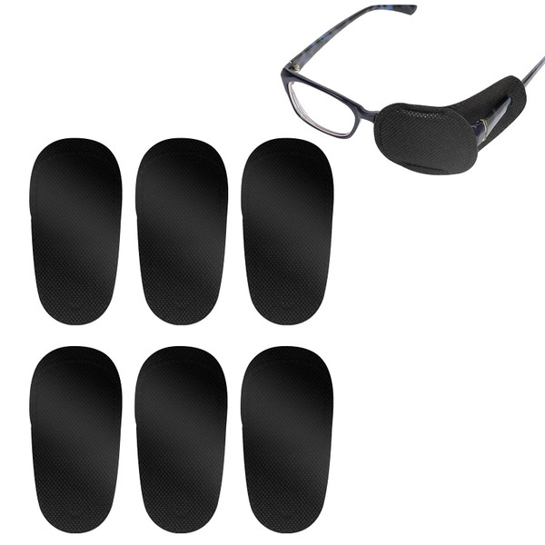 LUTER 6pcs Eye Patches for Glasses, Reusable Non-Woven Fabric Eye Patch to Cover Left Right Eye Improve Vision for Kids’ & Adults’ Lazy Eye Amblyopia Strabismus (Black, Medium)
