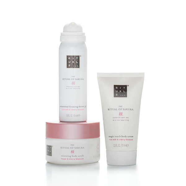 RITUALS Sakura Renewing Discovery Set - Foaming Shower Gel, Body Scrub & Body Cream with Rice Milk & Cherry Blossom