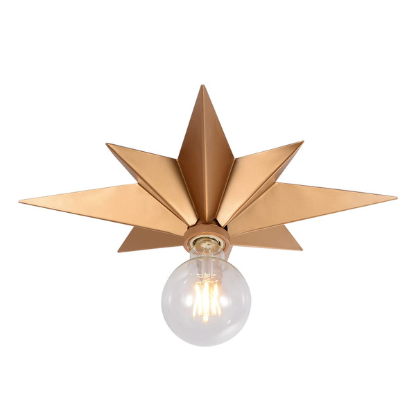 16 inch Flush Mount Ceiling Light, Gold Star Light Fixture, Farmhouse Star Ceiling Light, Vintage Flush Lighting Ceiling for Hallway, Entryway, Study, Bedroom, Stair, Foyer, Kitchen, Bathroom - Metal