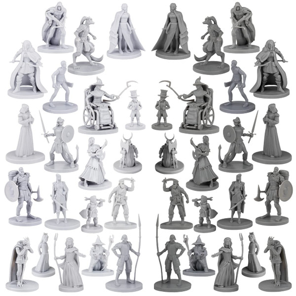 Path Gaming Town Folks Set, 40 Fantasy Tabletop Miniatures for Dungeons and Dragons. 28MM Scaled, 20 Unique Designs, Bulk Unpainted Miniatures, Great for D&D