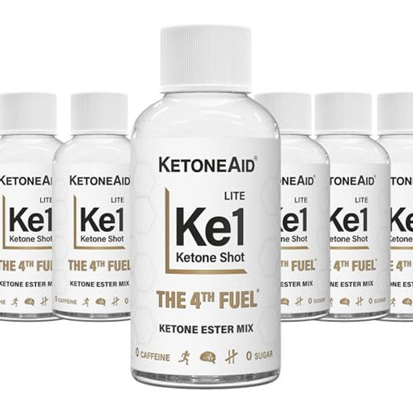 KetoneAid KE1 Ketone Ester Drink Shot | Ready to Drink with 60% D-BHB Ketone Ester and 40% Reduced Salt Ketone Salt | No Sugar, No Caffeine | 2 Serving Per Bottle (6 Count)