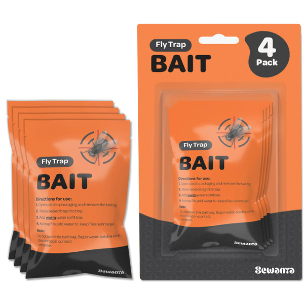 Outdoor Fly Trap Refills [Set of 4] Dissolvable Non-Toxic Bait - Fly Repellent for Outdoor Use Only - Controls Flies for Patios, Barns, Ranches Etc.