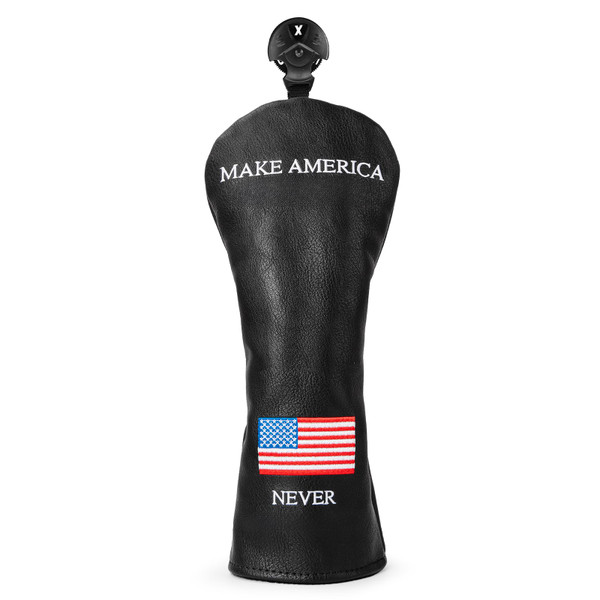 Golf Headcovers Golf Club Head Covers MAGA Style Elegant Embroidery Premium Leather Driver Fairway(FW) Wood Hybrid(UT) with Number Tags, 3 Wood Headcover Set