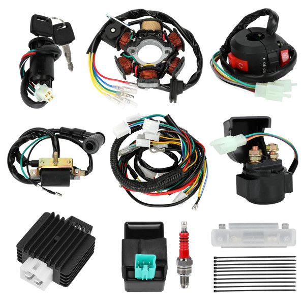 SHIQINHA Complete Wiring Harness Kit Compatible with Tao tao Coolster 125cc 110cc Chinese ATV Quad 4 Wheeler 4 Stroke Parts with Ignition Coil Stator CDI Box Starter Relay Solenoid Voltage Regulator SHIQINHA Complete Wiring Harness Kit Compatible with Tao tao Coolster 125cc 110cc Chinese ATV Quad 4 Wheeler 4 Stroke Parts with Ignition Coil Stator CDI Box Starter Relay Solenoid Voltage Regulator