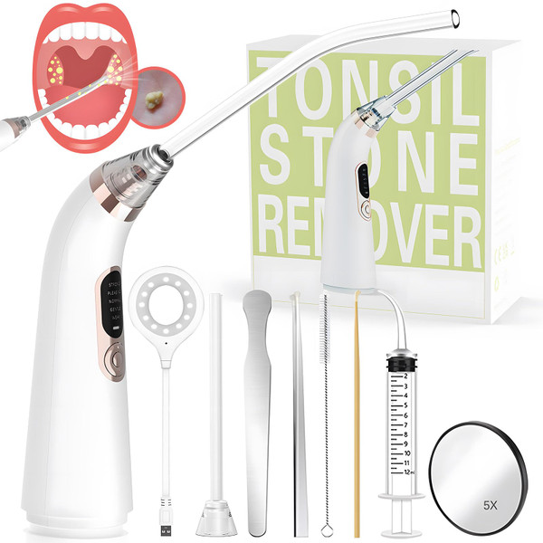 Voraiya Electronic Tonsil Stone Remover Vacuum, 5 Modes Tonsil Stone Cleaner Instant Suction Tool, 10 in 1 Tonsil Stone Removal Kit, Easy to Use, Fight Bad Breath