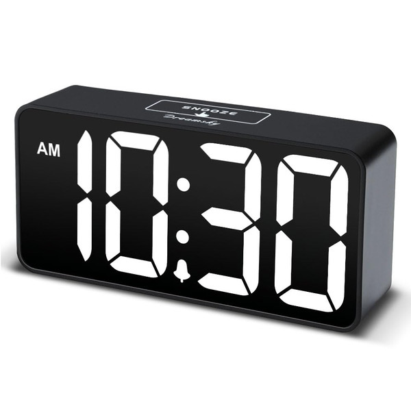 DreamSky Small Digital Alarm Clock for Bederoom, Large Big Numbers Display with Dimmer for Living Room, Electric Bedside Desk Clock with USB Charging Port, Adjustable Volume, USB-C Adapter Powered DreamSky Small Digital Alarm Clock for Bederoom, Large Big Numbers Display with Dimmer for Living Room, Electric Bedside Desk Clock with USB Charging Port, Adjustable Volume, USB-C Adapter Powered
