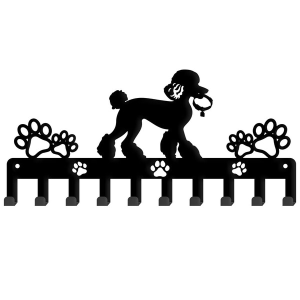 SUPERDANT Poodle Key Holder Dog Key Hooks Dog with Paw Print Key Rack with 10 Hooks Decorative Key Hanger Wall Mounted Hooks Personalized Key Organizer for Dog Leash Kitchen Wall Decor