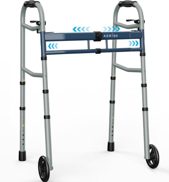 Narrow Walkers for Small Doorways - Width Height Adjustable Walker, Folding Walkers for Seniors Handicapped & Disabled, Standard Walkers for Tight Spaces, Steel Frame Support to 400 lbs