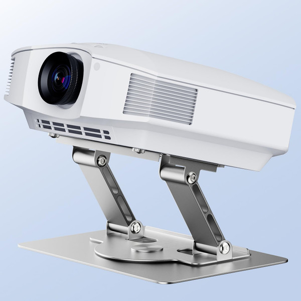 UYI Projector Stand - 30 Lbs Load Capacity Projector Mount, 360° Rotatable & Foldable Projector Stand Table, 180° Adjustable, Carbon Steel Construction, Compatible with Most Projectors (Silver-30Lbs)