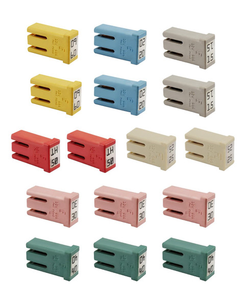 ULXIOM 15A/20A/25A/30A/40A/50A/60A 32V Mini Slotted Automotive MCASE Shaped Cartridge Fuse Kit, 16Pcs