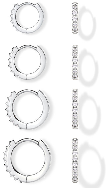 Gokeey Tragus Earrings for Women,Dainty Mini Huggie Cartilage Helix Conch Earrings Sets for Multiple Piercing,Cute Hypoallergenic Silver Tiny Hoop Earrings for Women Trendy jewelry Gifts 6mm/8mm/10mm/12mm