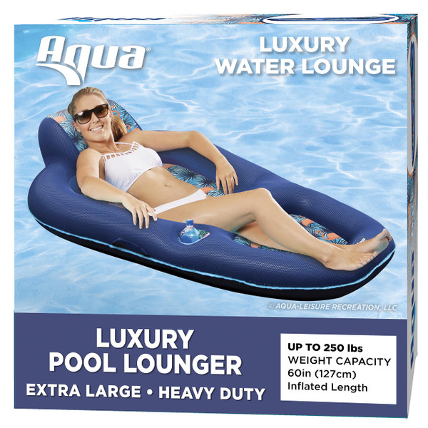 Aqua Luxury Water Lounge, X-Large, Inflatable Pool Float with Headrest, Backrest & Footrest, Palm Beach Flamingo Aqua Luxury Water Lounge, X-Large, Inflatable Pool Float with Headrest, Backrest & Footrest, Palm Beach Flamingo