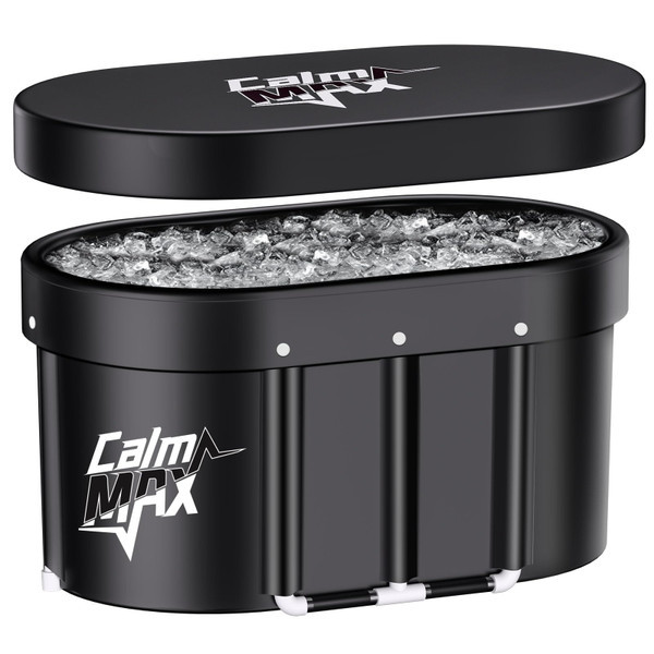 CalmMax Oval Ice Bath Tub with Cover for Athletes XL Portable Cold Plunge Tub - 140 Gal Capacity for Cold Water Therapy Ice Baths at Home Outdoor Gym 41IN
