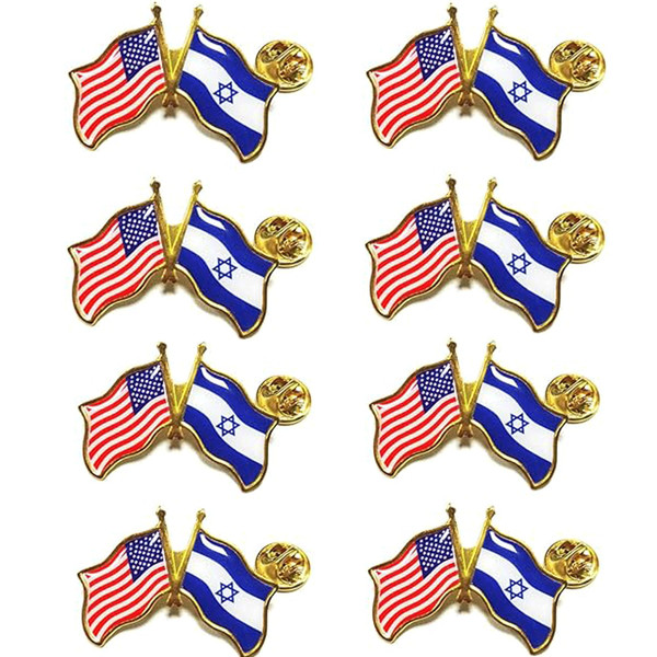 8PCS America Israel Flag Lapel Pins, American Israel Flag Friendship Pin for Tie Hat Cuff Bag, Pins Badge Souvenir for I Stand with Israel Flag Pins