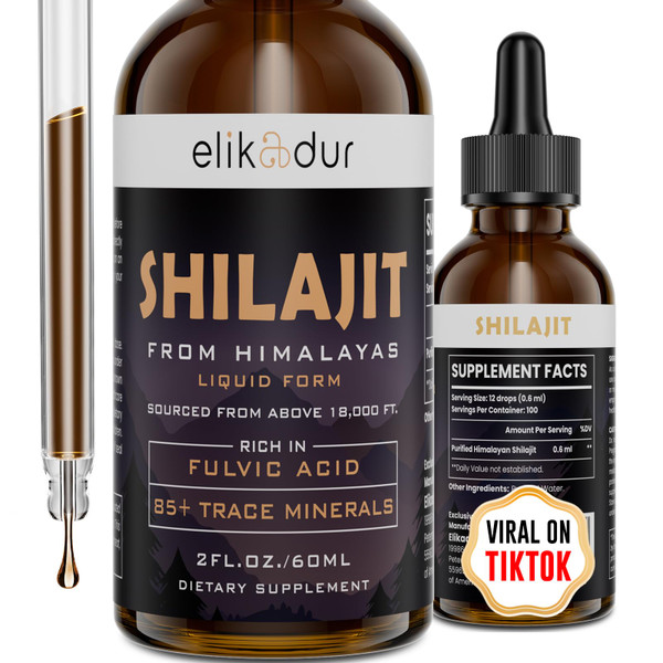 Shilajit Resin Organic Liquid Supplement, Shilajit Himalayan Organic, Liquid Vitamins for Women and Men, 85+ Trace Minerals, Alternative to Resin & Capsules, Energy & Immune Function, Vegan, 60 ml