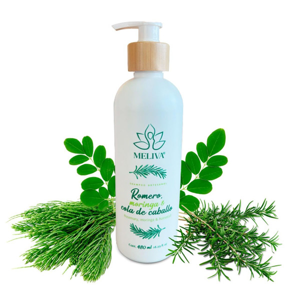 MELIVA BEAUTY, Natural Rosemary, Horsetail and Moringa Shampoo - Hair Regeneration, Manageability, Shine, Growth Acceleration, Hydration