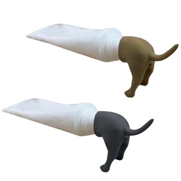 2 Pcs Toothpaste Head Toothpaste Cap for Ass Poop Toothpaste Cap Dispenser Cap Squeezer for Toothpaste Topper Toothpaste Dispenser Toothpaste Dispenser (Grey+Brown)