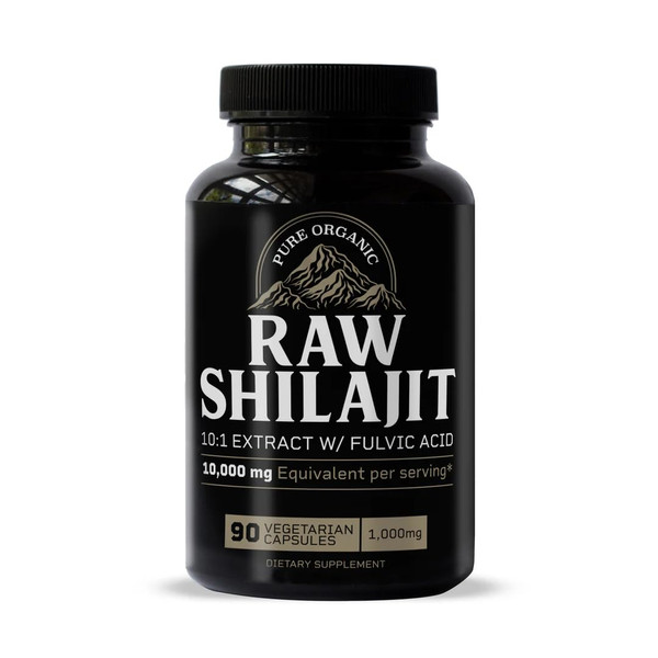 Raw Shilajit Capsules for Men | 10,000mg Pure Himalayan Shilajit with Fulvic Acid & Trace Minerals | Natural Energy, Focus & Immune Support | 90 Ct