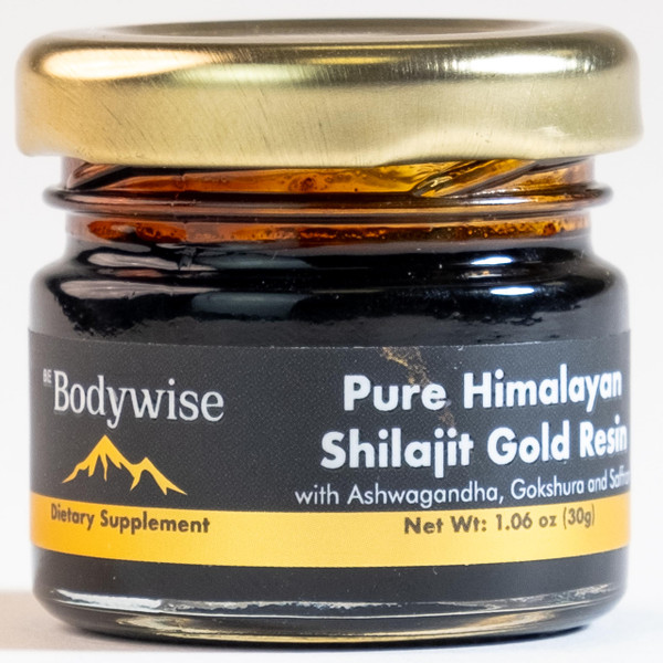 Bodywise Be Pure Himalayan Shilajit Resin Gold I Lab Tested I Ashwagandha, Gokshura & Saffron I Fulvic Acid & Trace Minerals I Shilajit for Men & Women | Zero Sugar I 100% Organic & Natural I 30 gm.