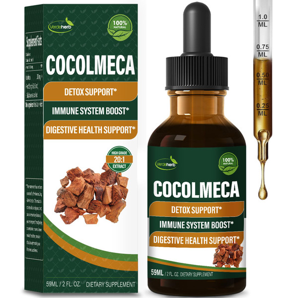 Verdeherb Cocolmeca Bark Liquid Drops, Nature Herbal Extract Supplement for Body Detox Cleanse Support, Immune System Boost & Digestive Health. Gotas de Cocolmeca 2oz