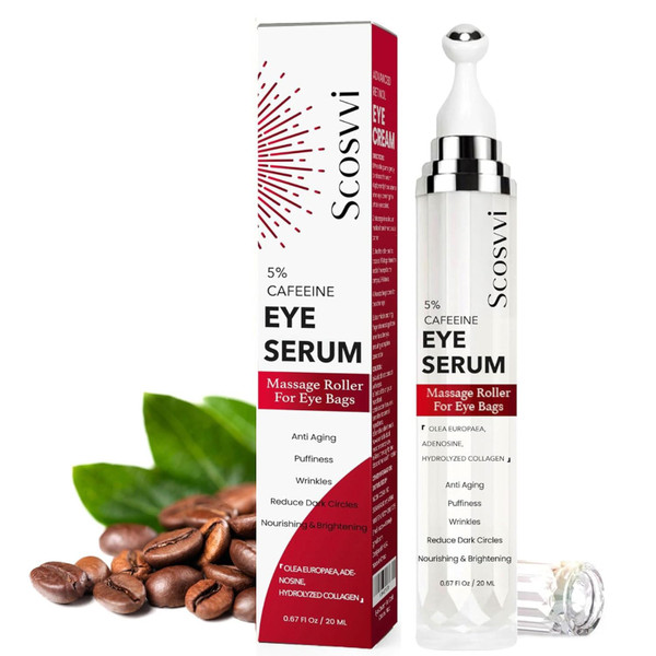Scosvvi Eye Cream Anti Aging: Retinol Eye Cream With Niacinamide, Caffeine, Squalane, Peptide Complex For Dark Circles, Wrinkles, Puffiness & Fine Lines - Ice Roller For Under Eye Bags And Puffy Eyes