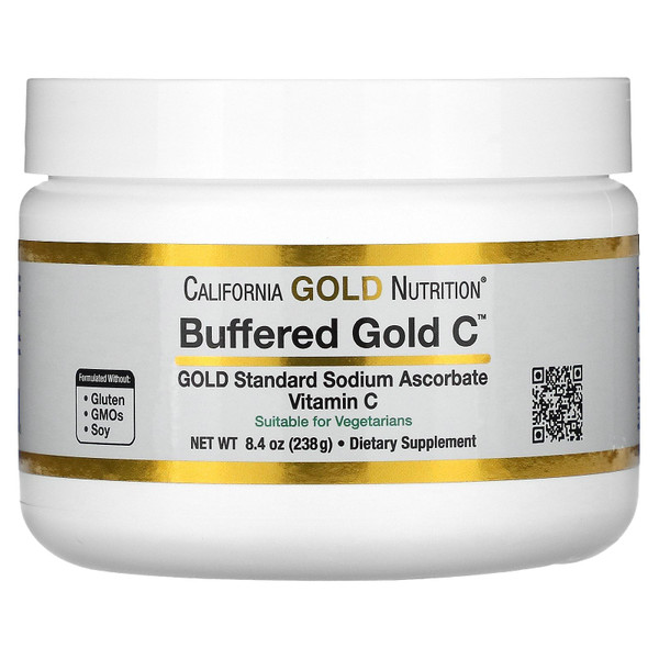 Buffered Vitamin C Powder, Non-Acidic, Gold C, USP Grade Sodium Ascorbate, Suitable for Vegans and Vegetarians, 8.40 oz (238 g)