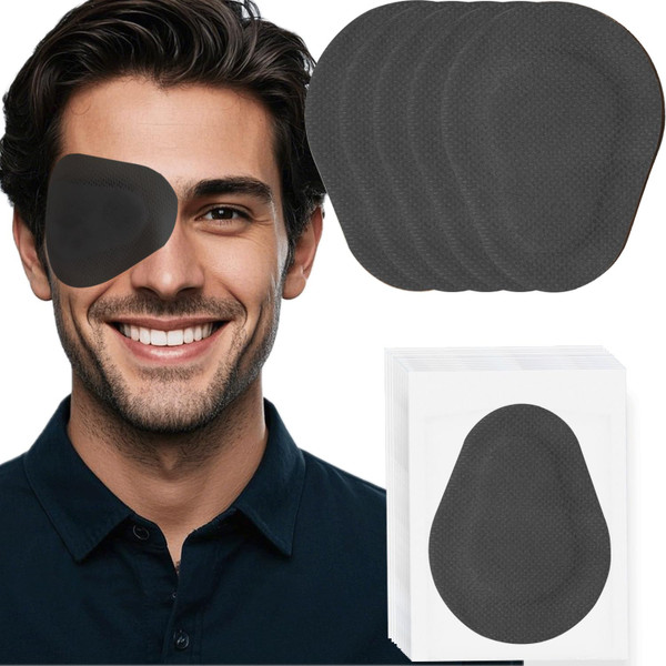 THSIREE 20 Pcs Adhesive Eye Patches for Adults, Medical Eye Patch Disposable Breathable Eyepatch for Amblyopia Lazy Eye Latex Free Adhesive Bandages for Adults, Black Large Size 3.54×2.76 inches